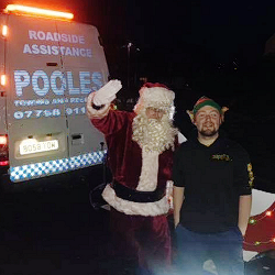 Santa with Robbie 'Rudolph' Poole from Pooles Towing and Recovery